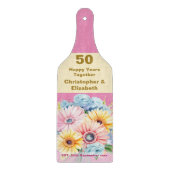 Planche À Découper 50e anniversaire or rose floral (Devant)