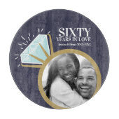 Planche À Découper 60e anniversaire mariage bague diamant or bleu (Devant)