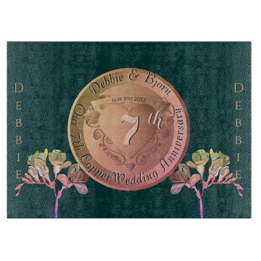 Planche À Découper 7e anniversaire Mariage Frésis en cuivre (Devant)