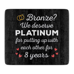 Planche À Découper 8ème anniversaire Mariage I - Bronze Funny Couple