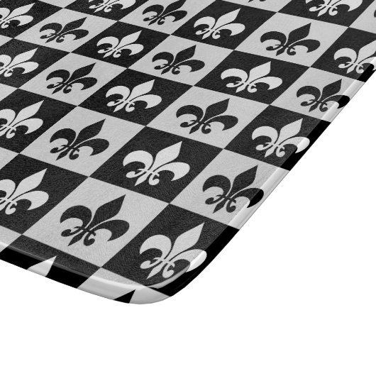 Planche À Découper à damiers Blanc Noir Fleur-De-Lis Motif (Coin)