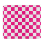 Planche À Découper à damiers carré chaud rose blanc rétro géométrique (Devant)