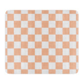 Planche À Découper à damiers carré pêche orange blanc géométrique (Devant)