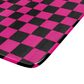 Planche À Découper à damiers carré rose chaud noir rétro géométrique (Coin)