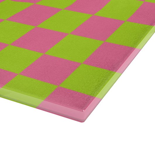 Planche À Découper à damiers Lime vert et rose (Coin)