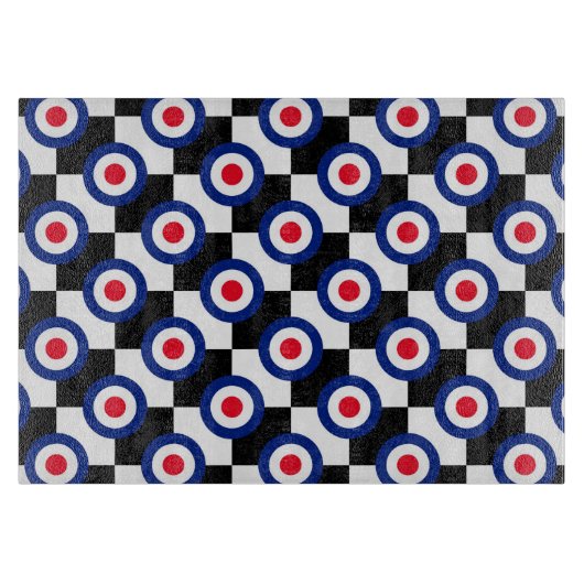 Planche À Découper à damiers Mood cible de course noire (Devant)