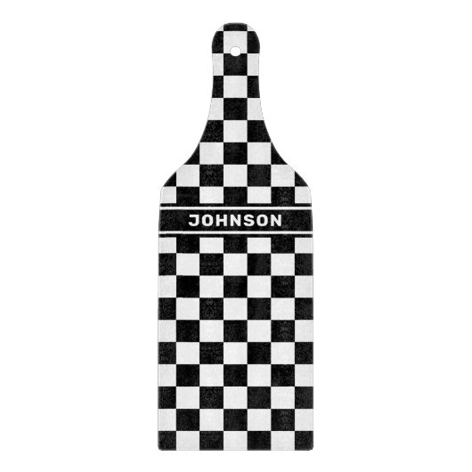 Planche À Découper À damiers noir personnalisé (Devant)