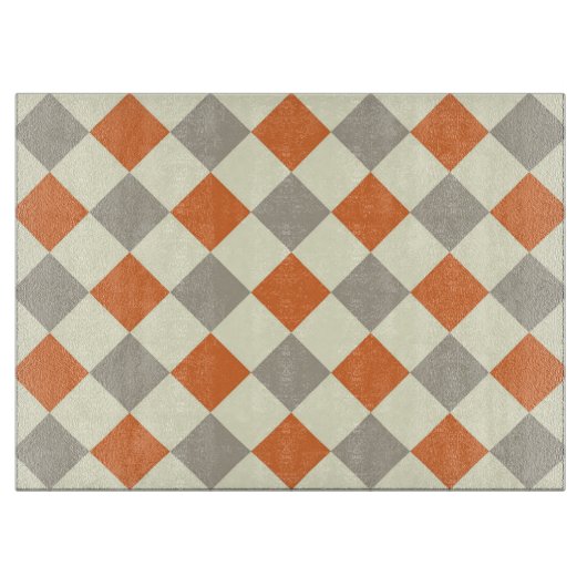 Planche À Découper À damiers orange et gris (Devant)