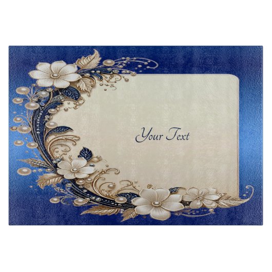 Planche à découper à embellissement floral bleu bl (Devant)