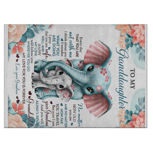 Planche À Découper À ma petite-fille Elephant Idée cadeau d'anniversa (Devant)