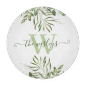 Planche à découper à monogramme feuille aquarelle (Devant)