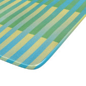 Planche à découper à motif rayé bleu jaune vert (Coin)