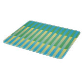 Planche à découper à motif rayé bleu jaune vert (Coin)