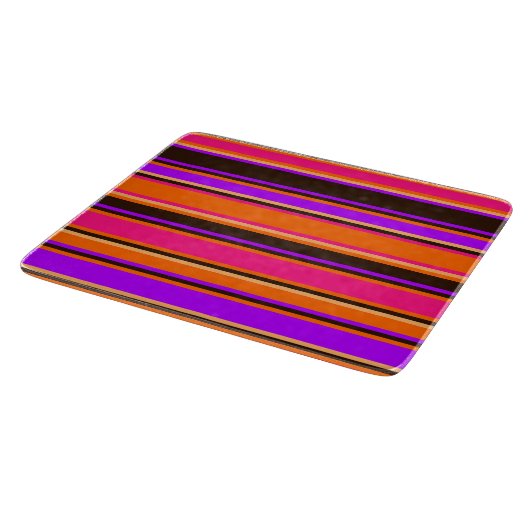 Planche à découper à rayures orange, magenta et vi (Coin)