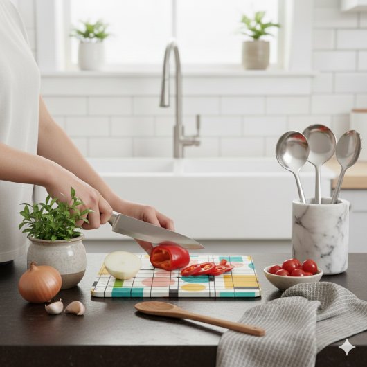 Planche À Découper Abstract Mid-Century Modern Script Cutting Board
