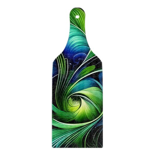 Planche À Découper Abstrait bleu vert feuille (Devant)