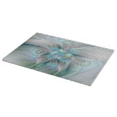 Planche À Découper Abstrait Bleu Vert Papillon Imaginaire Fractal Art (Coin)