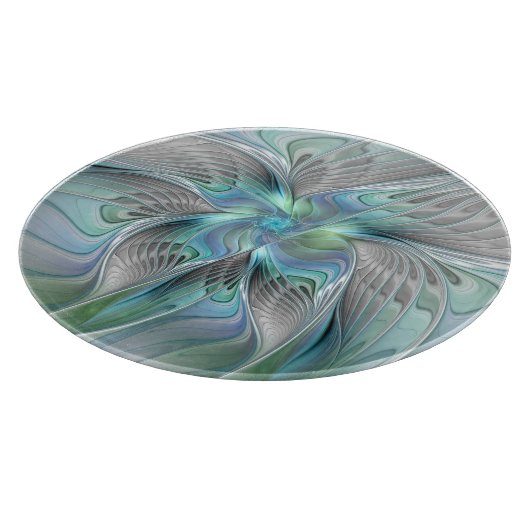 Planche À Découper Abstrait Bleu Vert Papillon Imaginaire Fractal Art (Coin)