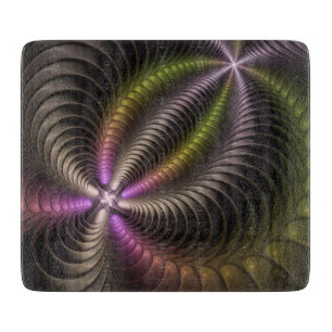 Planche À Découper Abstrait brillant Trippy coloré 3D Fractal Art