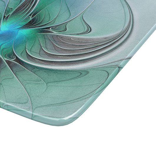 Planche À Découper Abstrait De Bleu, Art Fractal Moderne (Coin)