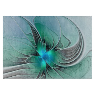 Planche À Découper Abstrait De Bleu, Art Fractal Moderne