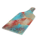 Planche À Découper Abstrait en bleu aqua, rouge et jaune (Coin)