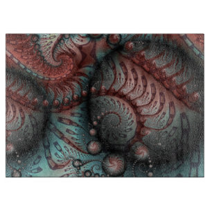 Planche À Découper Abstrait Fantaisie Vive Art Fractal Brun Bleu