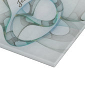 Planche À Découper Abstrait moderne Fractal Blue Turquoise Grey Nom (Coin)