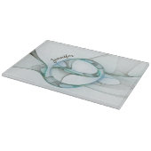 Planche À Découper Abstrait moderne Fractal Blue Turquoise Grey Nom (Coin)