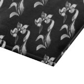 Planche À Découper Abstrait noir blanc brillant fleurs sur noir (Coin)