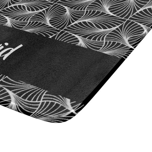 Planche À Découper Abstrait noir et blanc monochrome (Coin)