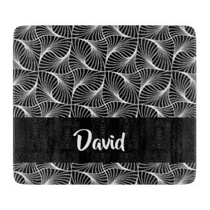 Planche À Découper Abstrait noir et blanc monochrome