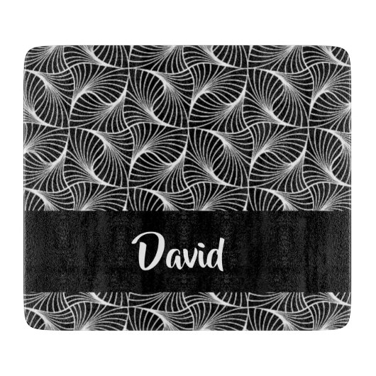 Planche À Découper Abstrait noir et blanc monochrome (Devant)