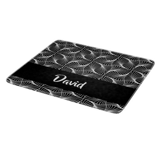 Planche À Découper Abstrait noir et blanc monochrome (Coin)