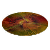 Planche À Découper Abstrait Rouge Orange Brown Vert Fractal Art Flowe (Coin)