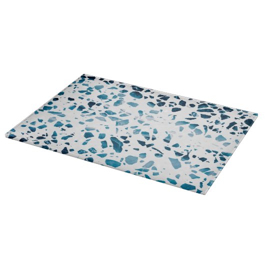 Planche À Découper Abstrait Terrazzo Mosaic Marine et Motif bleu clai (Coin)