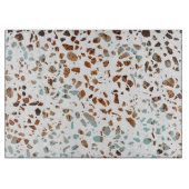 Planche À Découper Abstrait Terrazzo Mosaic rouille Brown & Motif ble (Devant)