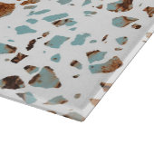 Planche À Découper Abstrait Terrazzo Mosaic rouille Brown & Motif ble (Coin)
