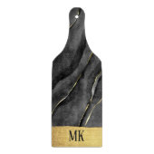 Planche À Découper Abstrait tourbillon en marbre noir et or (Devant)