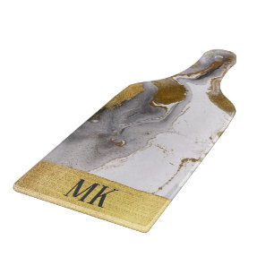 Planche À Découper Abstrait tourbillon en marbre noir et or