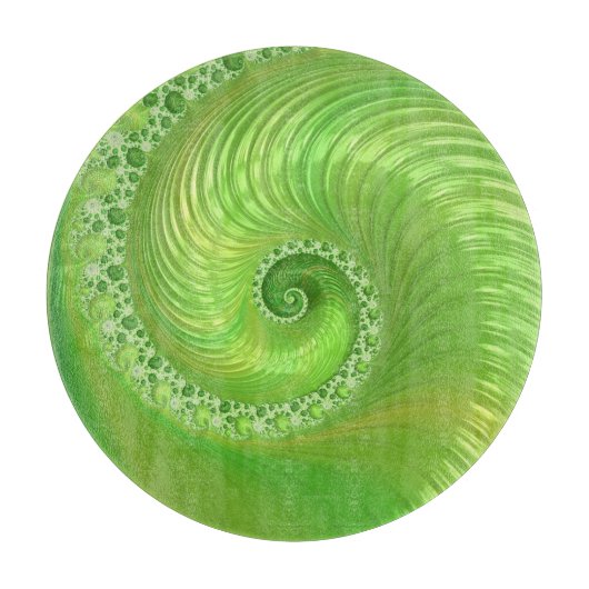 Planche À Découper Abstraite spirale verte fractale (Devant)