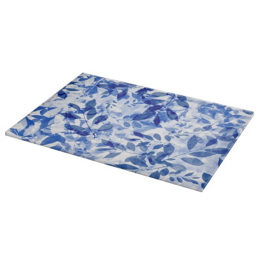 Planche À Découper Abstraits Feuilles bleu et blanc (Coin)
