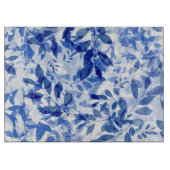 Planche À Découper Abstraits Feuilles bleu et blanc (Devant)
