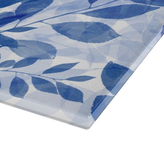 Planche À Découper Abstraits Feuilles bleu et blanc (Coin)