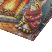 Planche À Découper Abyssinian Cat Sitting by Fireplace with Christmas (Coin)
