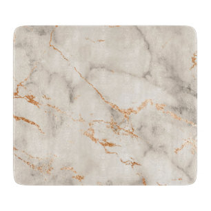 Planche À Découper Accents Brown et Motif Abstrait blanc