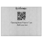 Planche À Découper Accueil simple ouverture bienvenue code barre QR a (Devant)