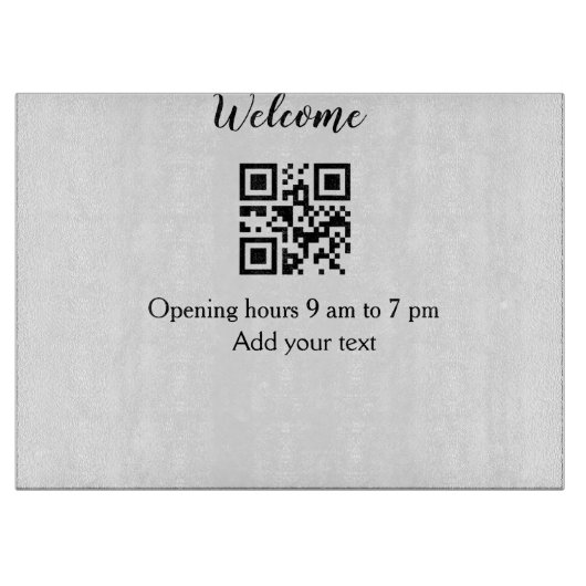 Planche À Découper Accueil simple ouverture bienvenue code barre QR a (Devant)