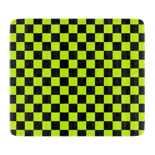 Planche À Découper Acid green black checkerboard pattern (Devant)