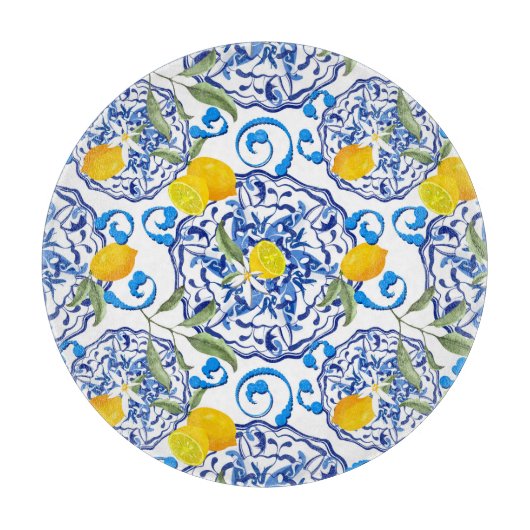 Planche À Découper Acitrus d'été, boho, bohème, floral méditerranéen (Devant)